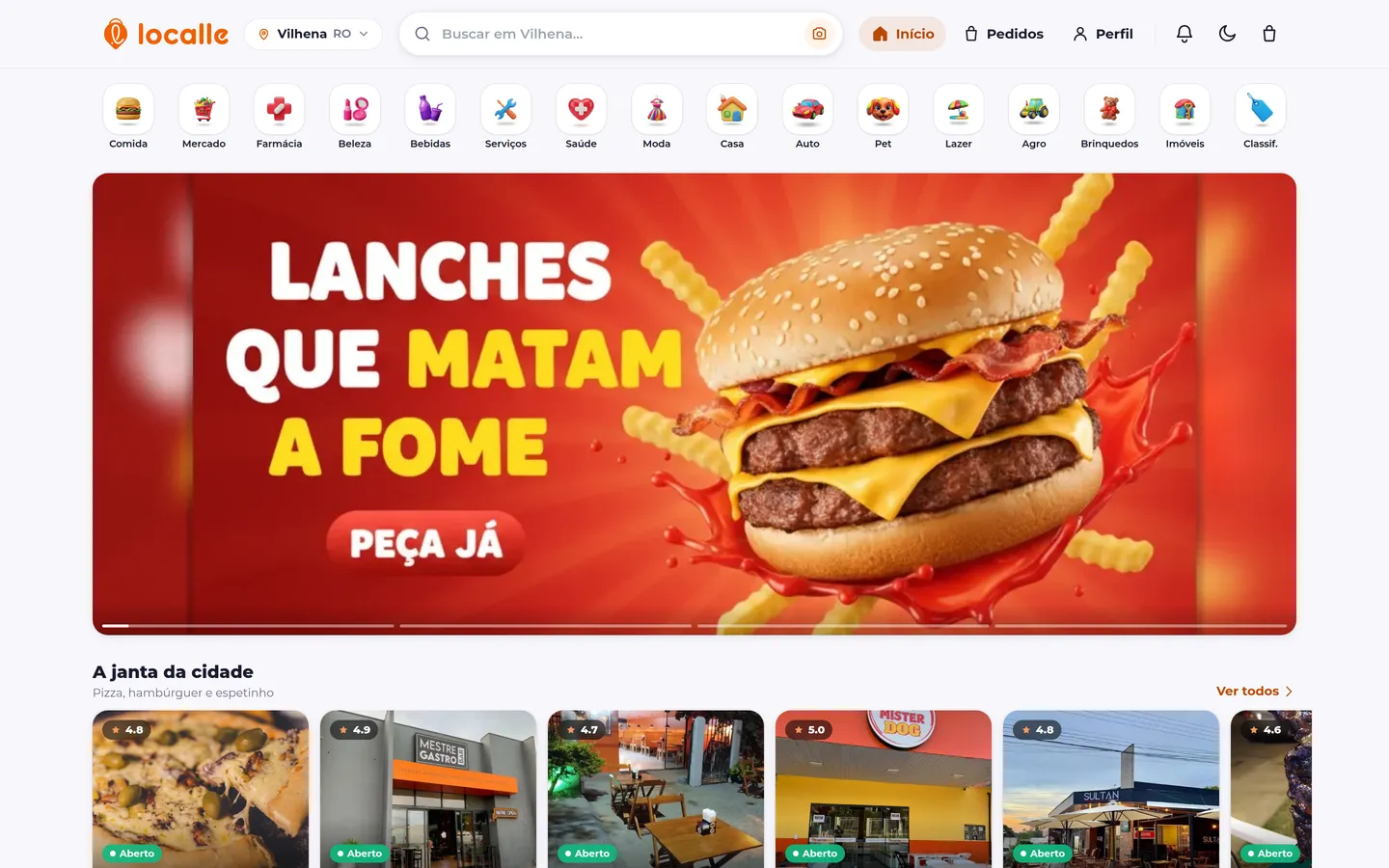 Localle no computador — marketplace da cidade